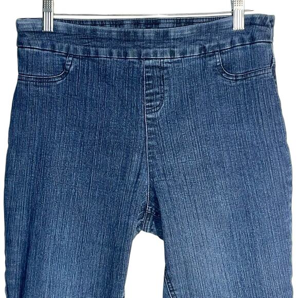 Soft Surroundings Pull-On Stretch Denim Cropped Pants Size M Blue Style 27851 - Picture 2 of 7